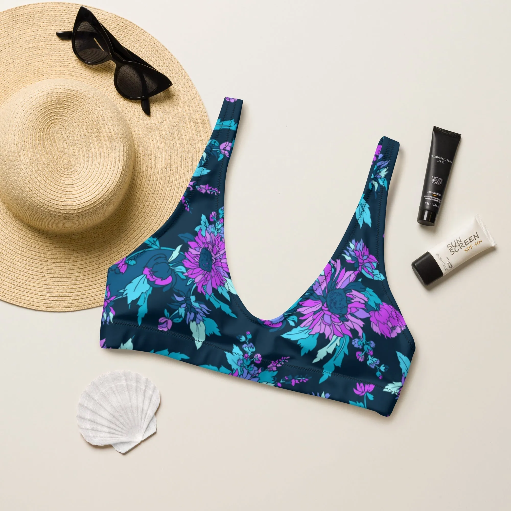 BELLA ECO PADDED BIKINI TOP | MIDNIGHT BLOOMS