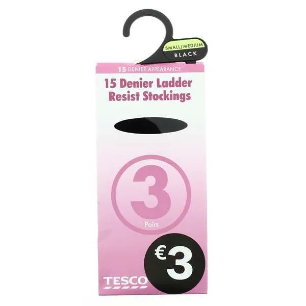 Black Stockings 15 Denier Small/Medium 3 Pack