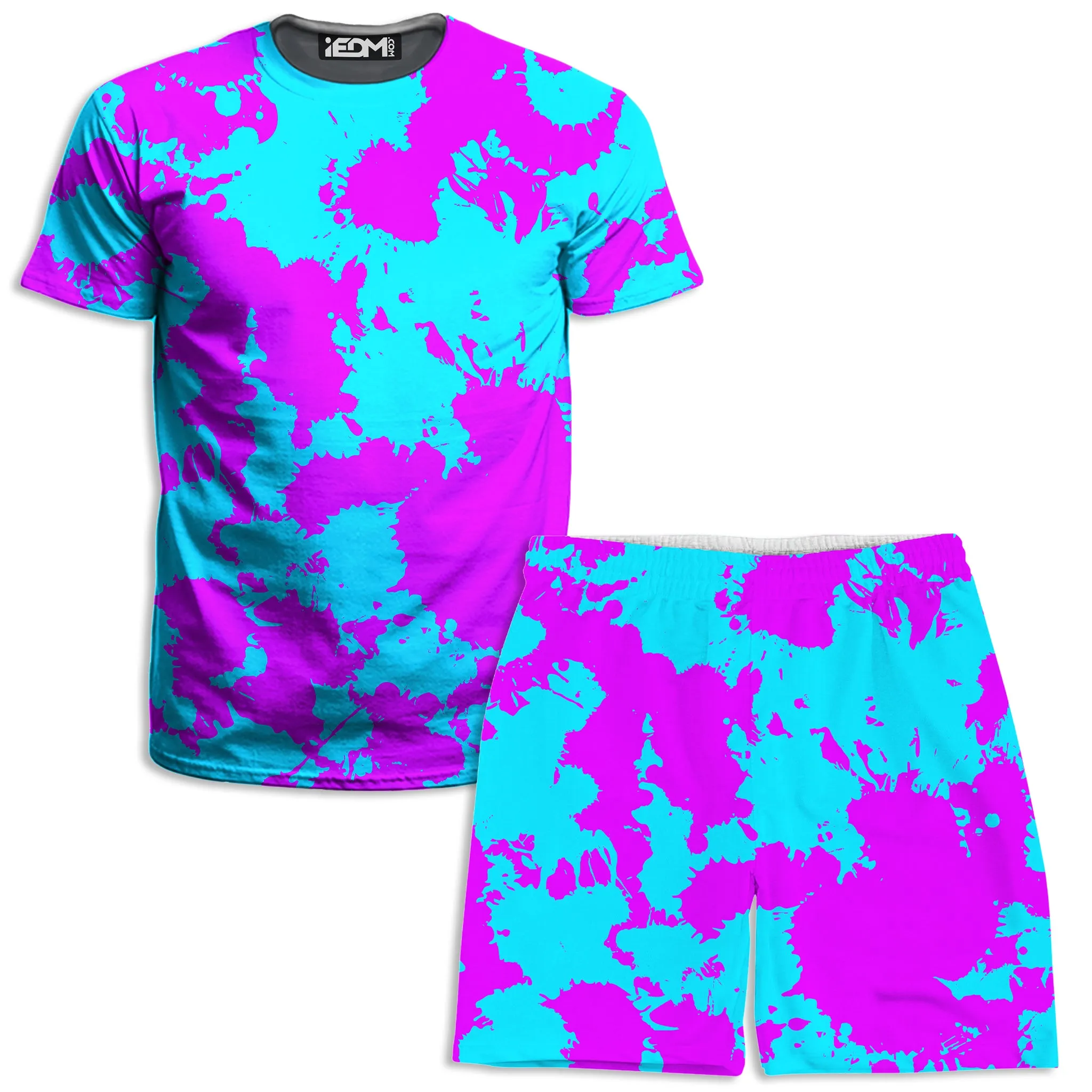 Blue and Purple Paint Splatter T-Shirt and Shorts Combo