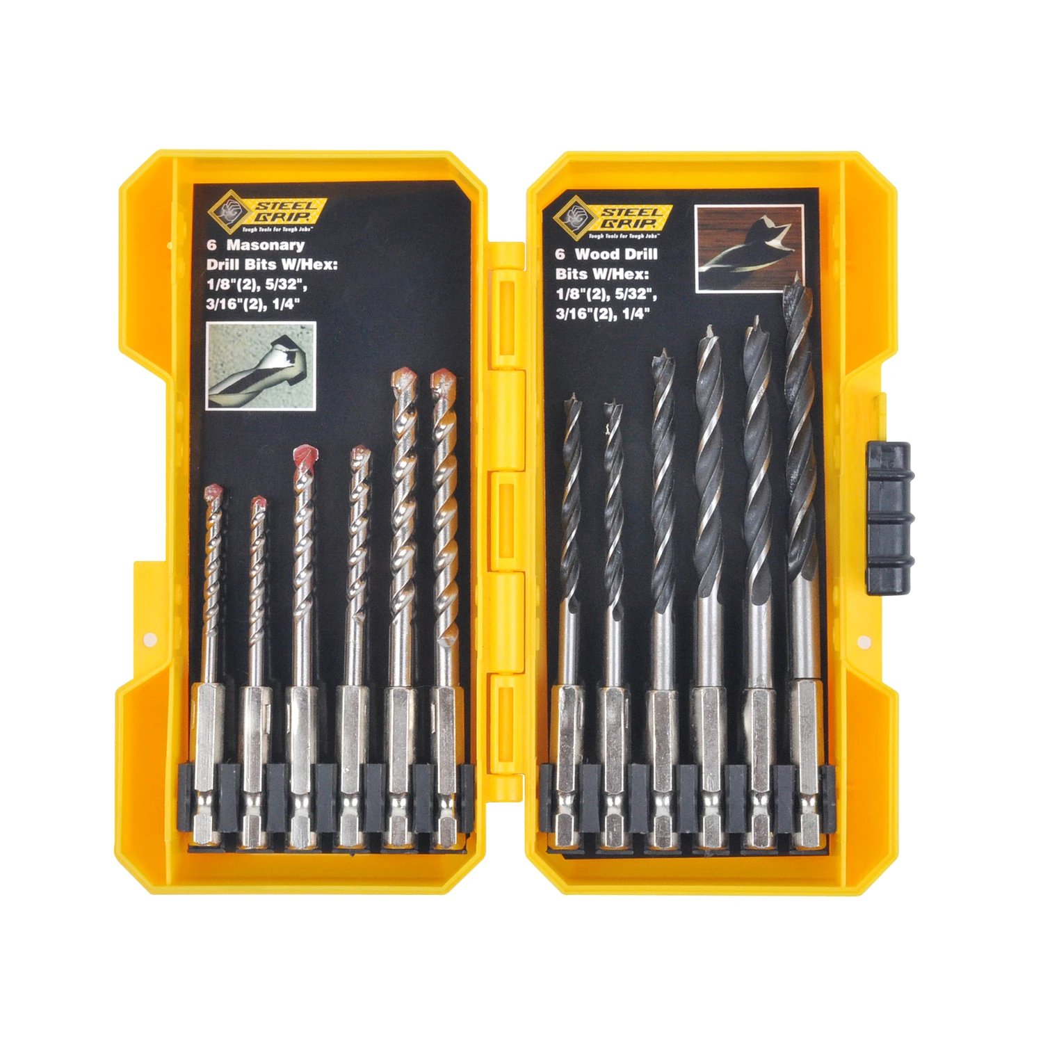 Carbon Steel Drill Bit Set 12 Piece With Hex Shank