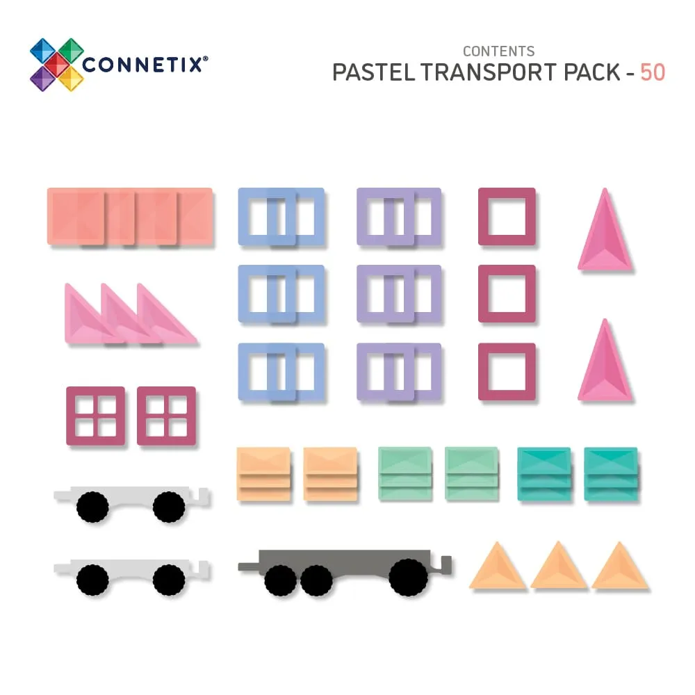 Connetix Tiles - 50 piece Pastel Transport Pack