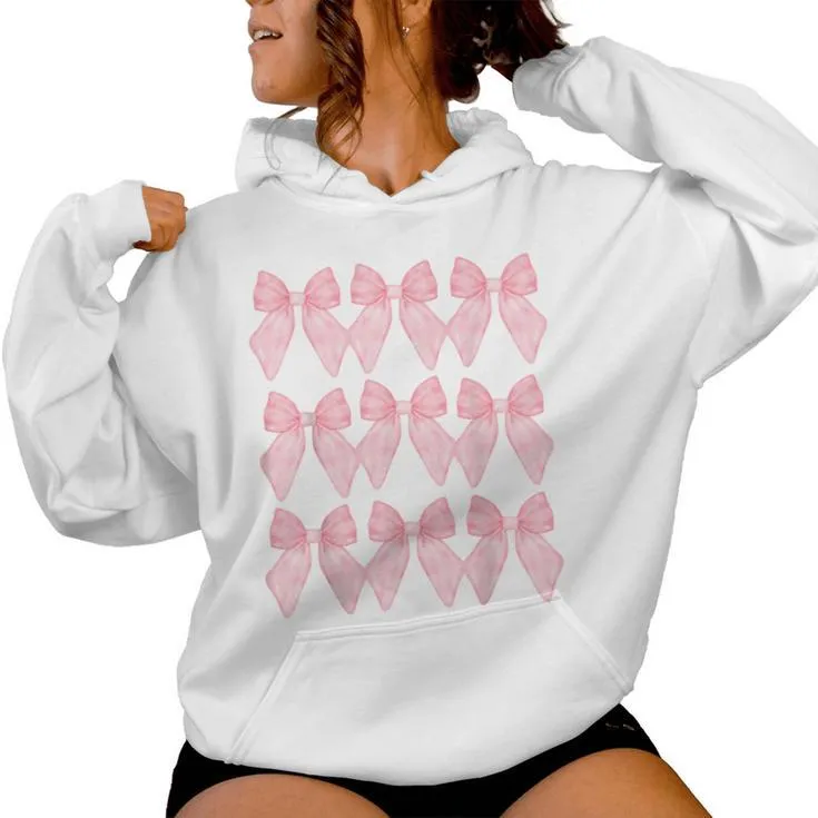 Coquette Bow Cute Pink Bow For Girls Womens Women Hoodie