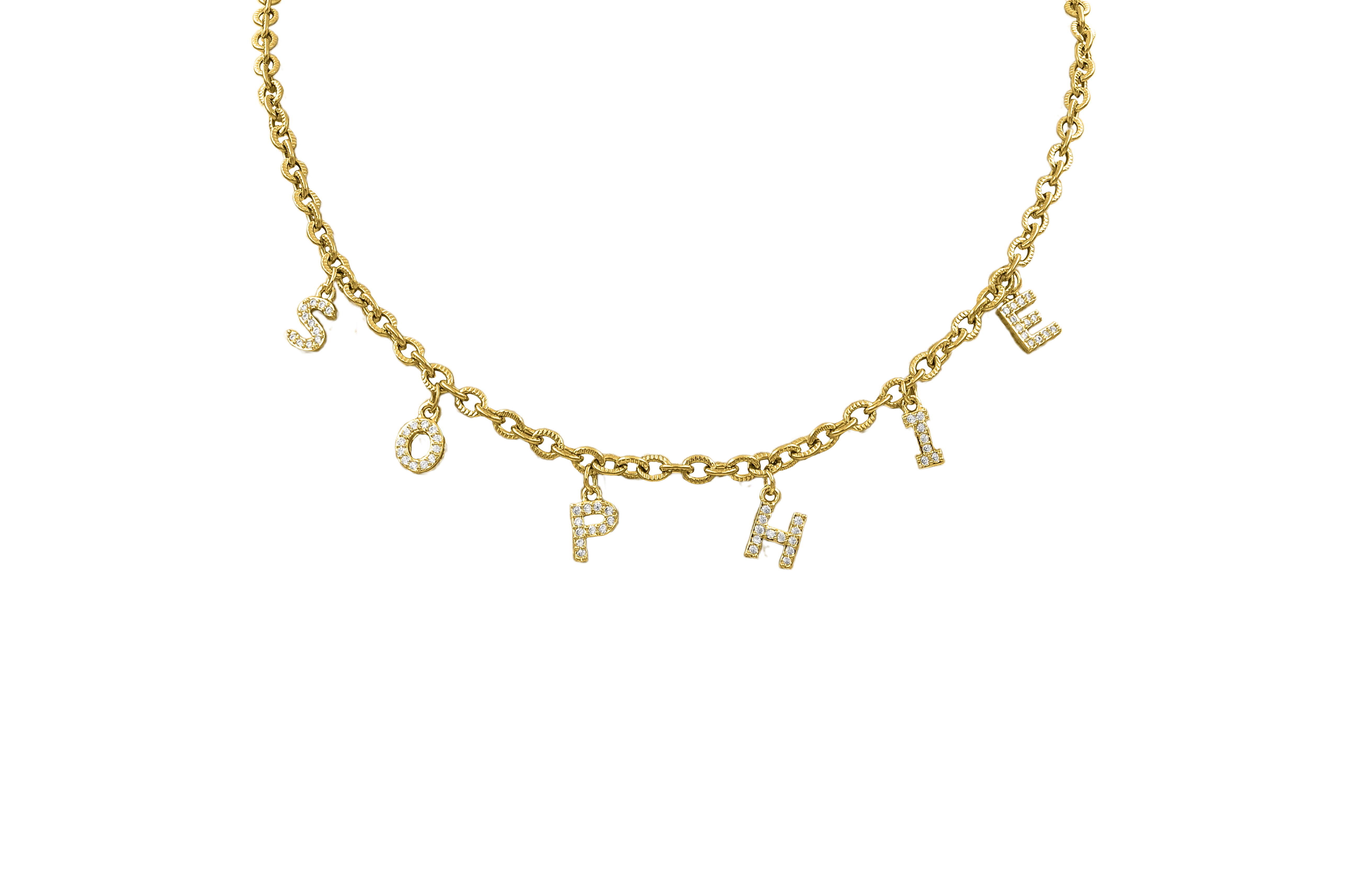 Elégant collier Mini Diamond Name plaqué or 14 carats