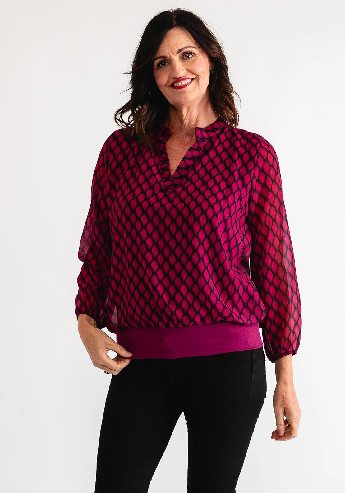 Kate and Pippa Bella Printed Blouse, Pink