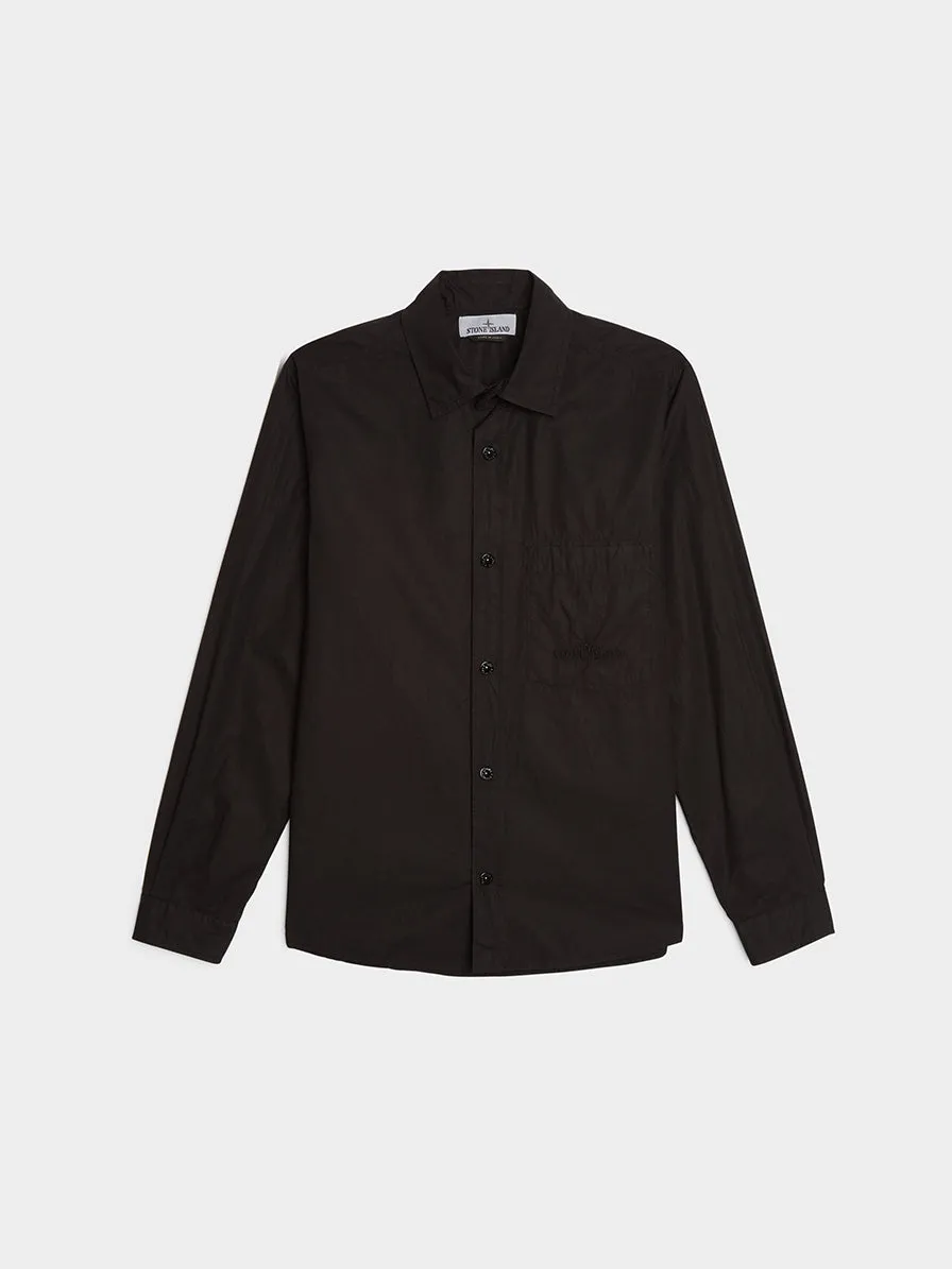 Light Cotton Canvas Overshirt, Black