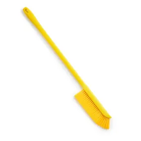 Long-handled, Slimline Stiff Cleaning Brush - Yellow