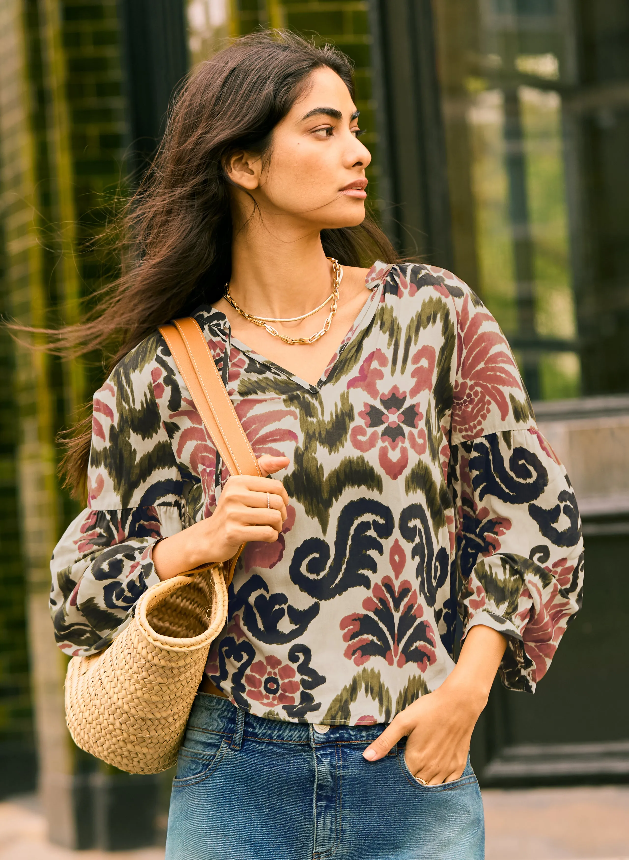 MaryJayne Blouse - Coral Palm | Baukjen