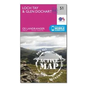 Ordnance Survey Landranger Active 51 Loch Tay & Glen Dochart Map With Digital Version | Millets