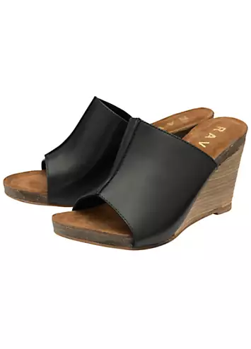Ravel Black Leather Corby Wedges | Kaleidoscope