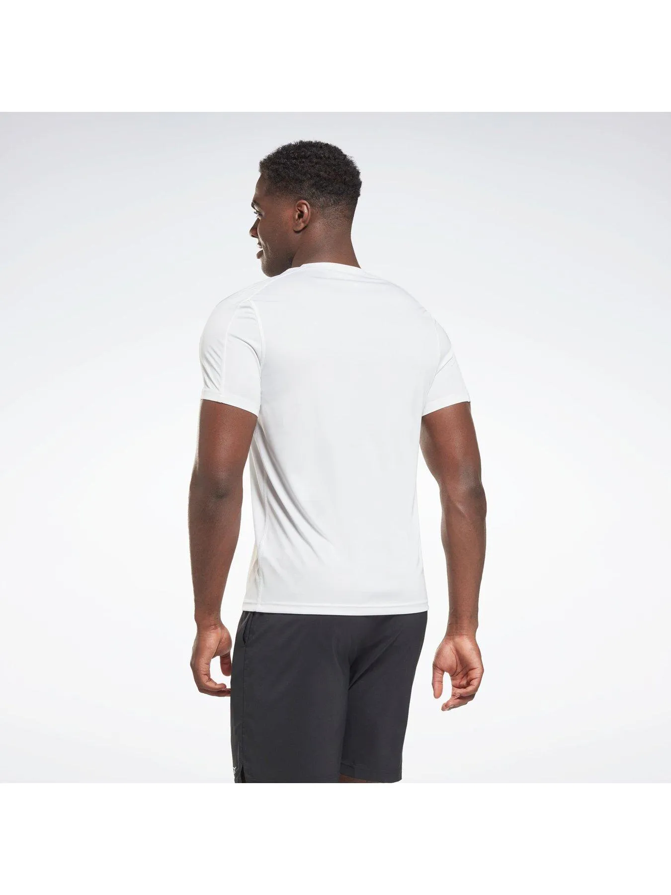 Reebok Mens Training ID Shorts Sleeve Tech Tee - White