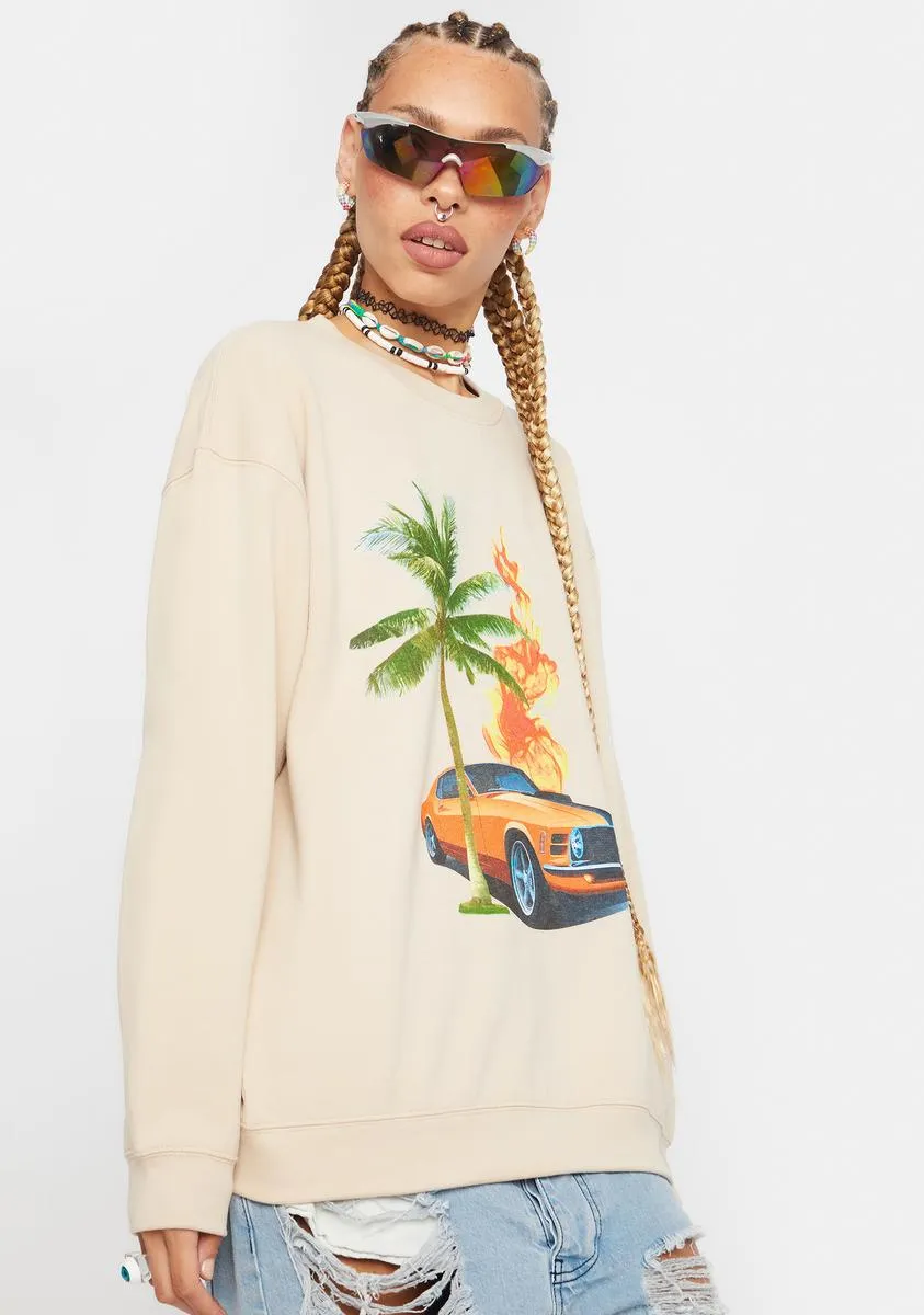 Retro Graphic Crewneck Sweater-