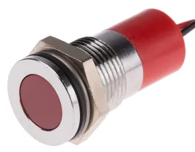 RS PRO Red Panel Mount Indicator, 6 → 36V dc, 14mm Mounting Hole Size, Lead Wires Termination, IP67