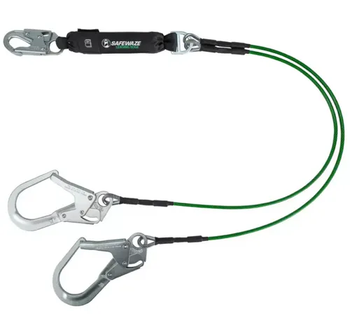 Safewaze Leading Edge 6′ Energy Absorbing Lanyard Dual Leg (Rebar Hooks)
