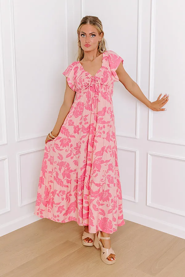 Sending Love Notes Floral Maxi Dress in Pink