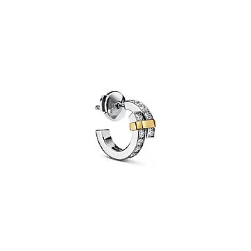 Tiffany Edge Hoop Earrings in Platinum and Yellow Gold with Diamonds 