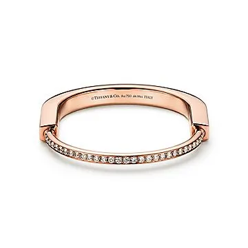 Tiffany Lock Bangle in Rose Gold with Full Pavé Diamonds 