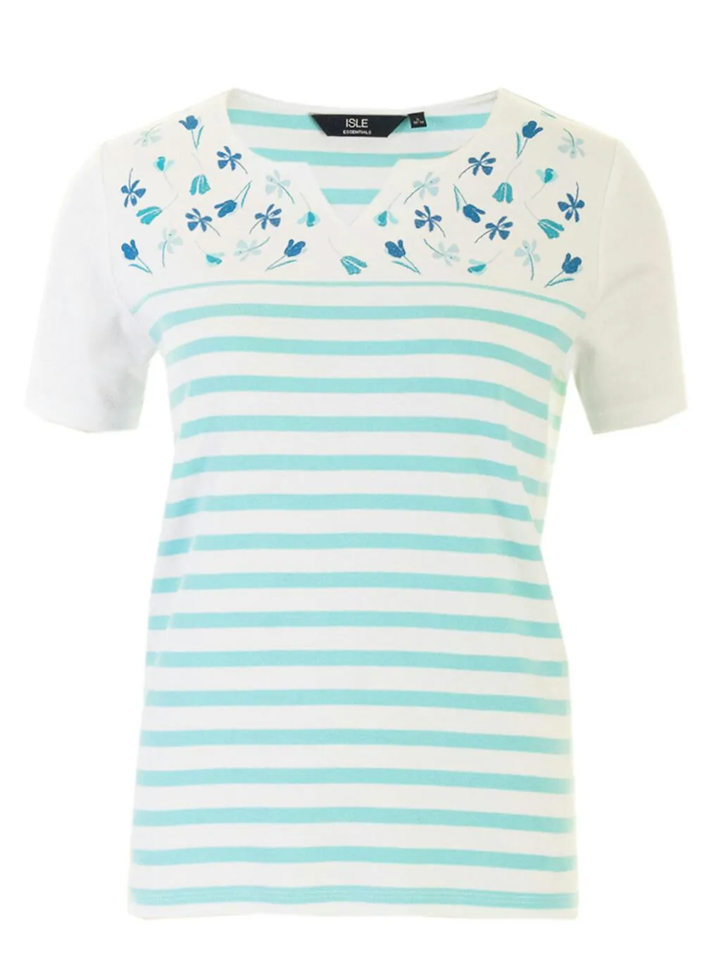 White Print Notch T Shirt